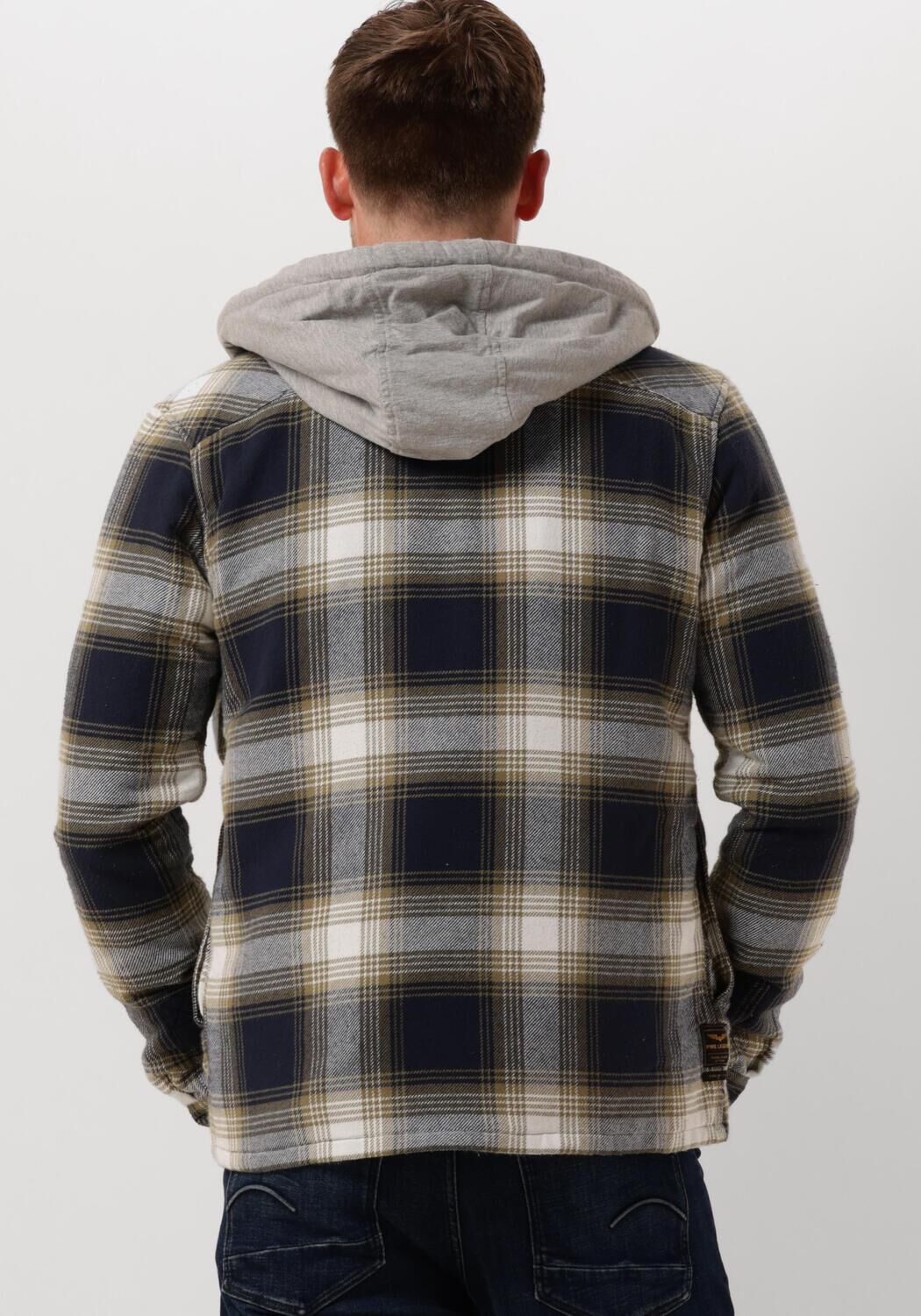 PME LEGEND Heren Overhemden Long Sleeve Shirt Ctn Flanel Check Quilted Blauw