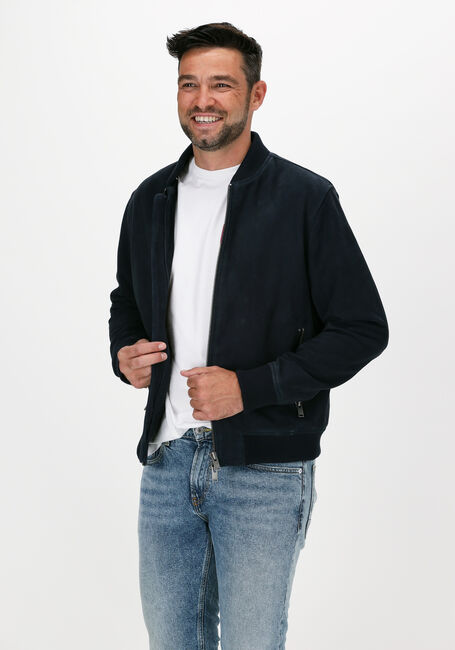 Blauwe SELECTED HOMME Leren jas SLHICONIC BOMBER SUEDE JKT W S - large