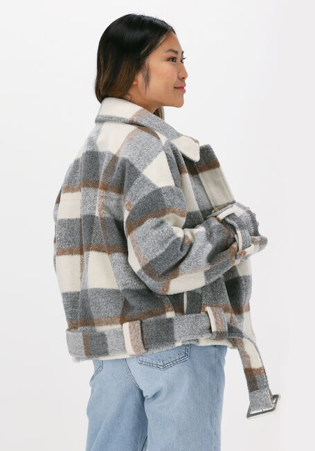 Gebroken wit NA-KD Jack BELTED SHORT CHECKED JACKET - large