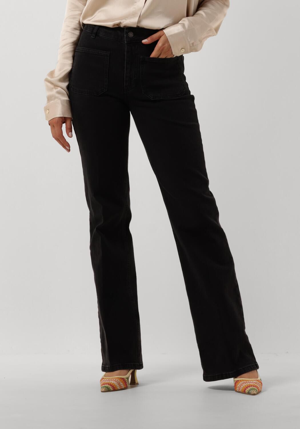 Vanessa Bruno Hoge taille zwarte denimflared broek Black Dames
