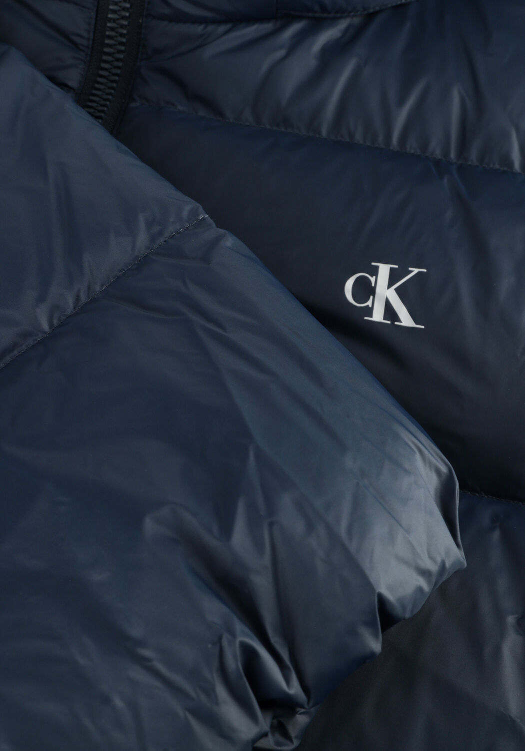 Donkerblauwe CALVIN KLEIN Gewatteerde jas LS NYLON ZIP OFF HOOD DOWN PURRFER - large