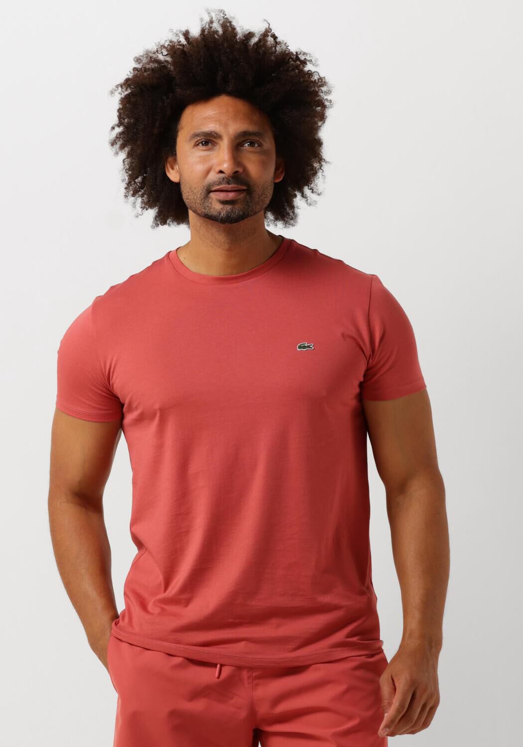 LACOSTE Heren Polo's & T-shirts Crewneck Pimakatoenen Jersey T-shirt Perzik