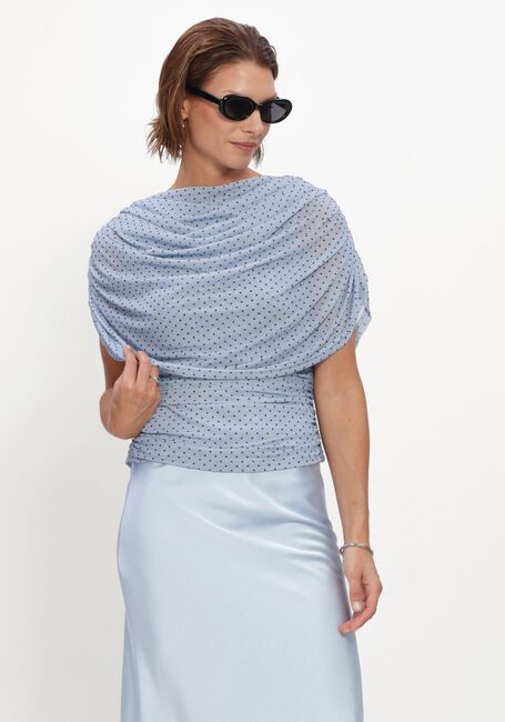 Lichtblauwe NEO NOIR Blouses COTTUNA DOT DRAPY MESH TOP - large