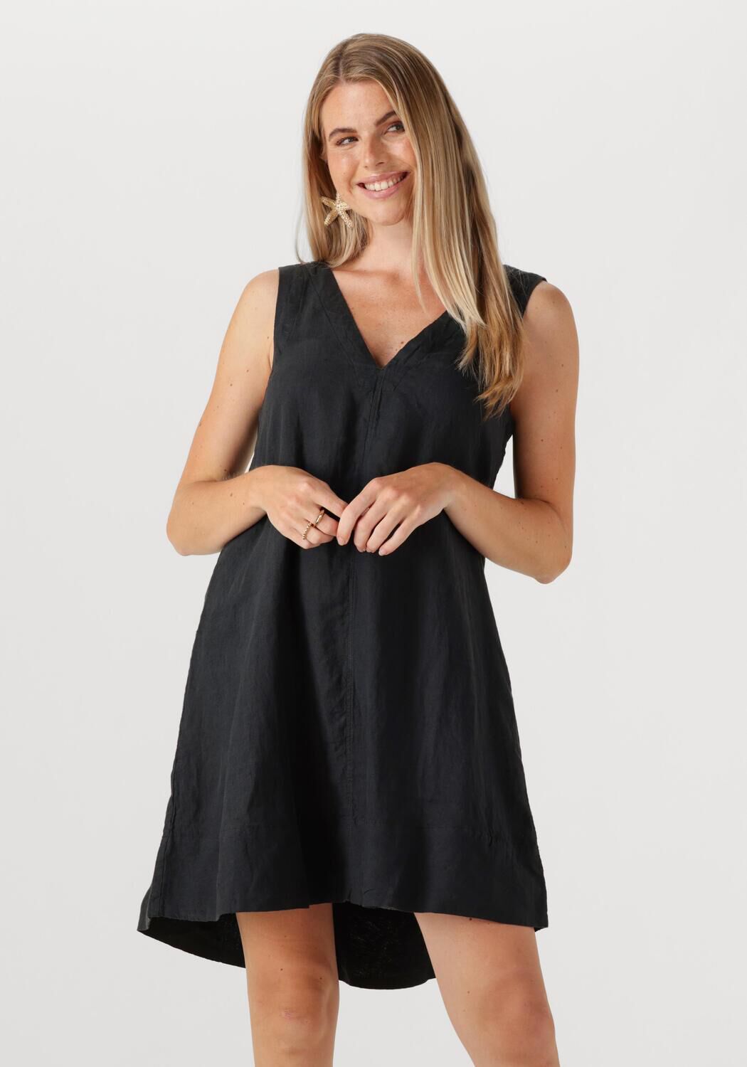 SELECTED FEMME Dames Jurken Slflinna Sl Short Linen Dress Zwart