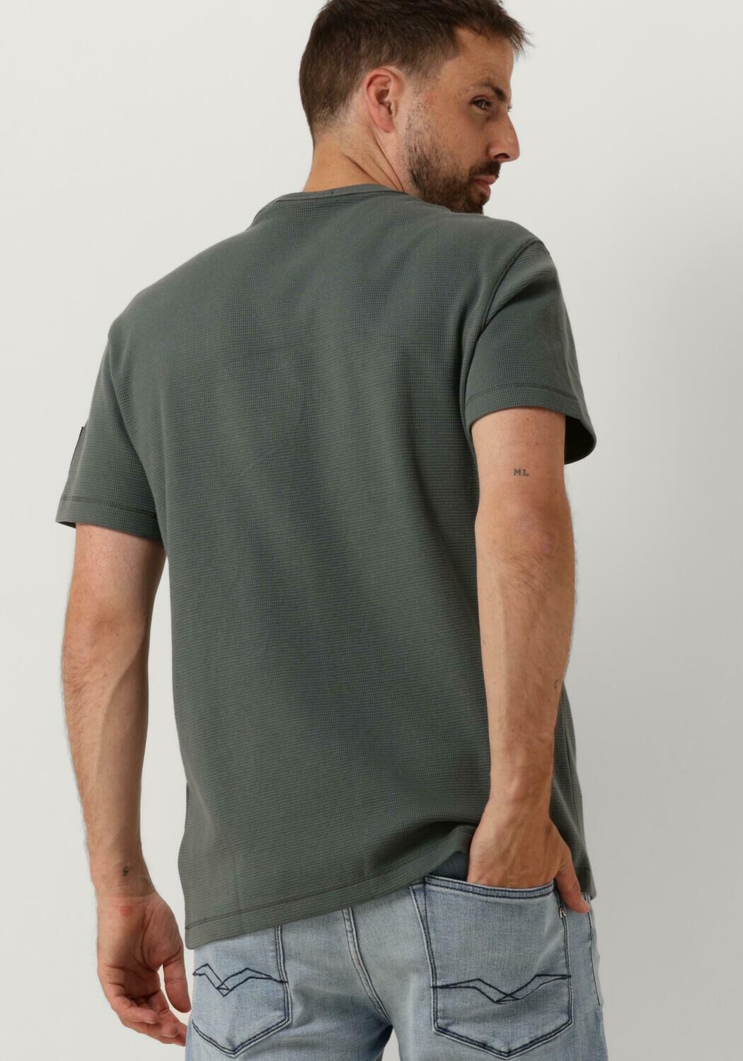 CALVIN KLEIN Heren Polo's & T-shirts Badge Waffle Tee Grijs