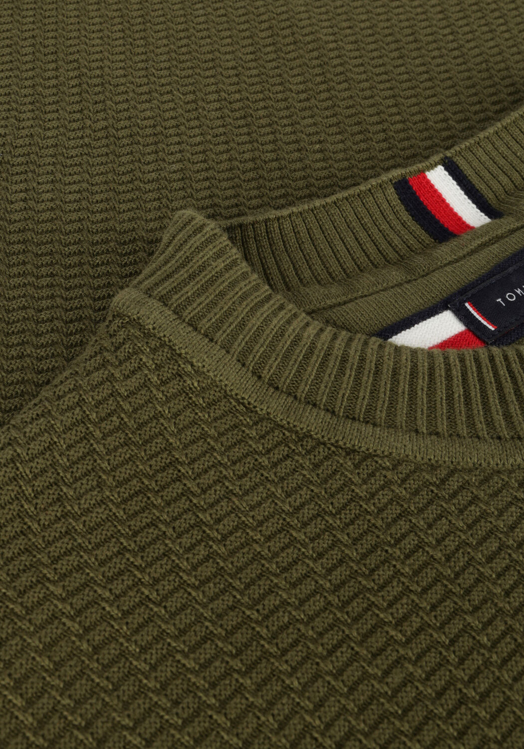 Groene TOMMY HILFIGER Trui RECTANGULAR STRUCTURE CREW NK - large