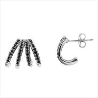 Zilveren ATLITW STUDIO Oorbellen BLISS EARRINGS 4 SPLIT BLACK O - medium