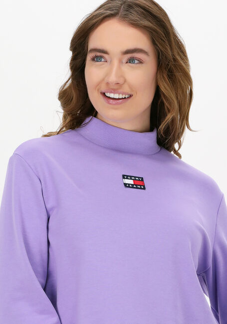 Paarse TOMMY JEANS Trui TJW RLXD BADGE MOCKNECK - large