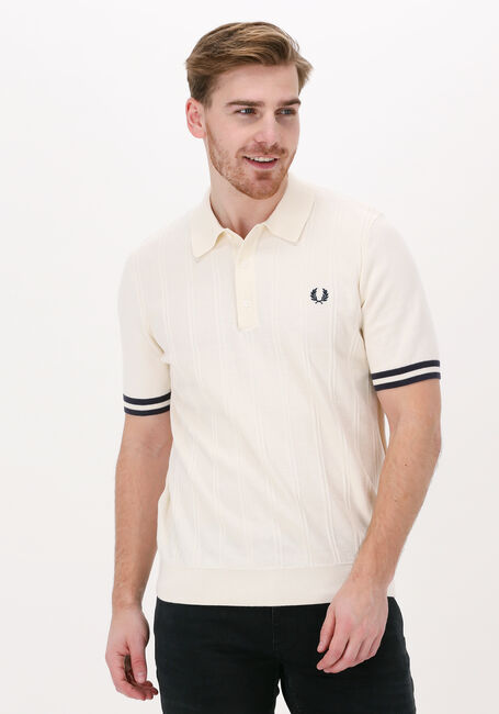 Gebroken wit FRED PERRY Polo TIPPING TEXTURE KNITTED SHIRT - large