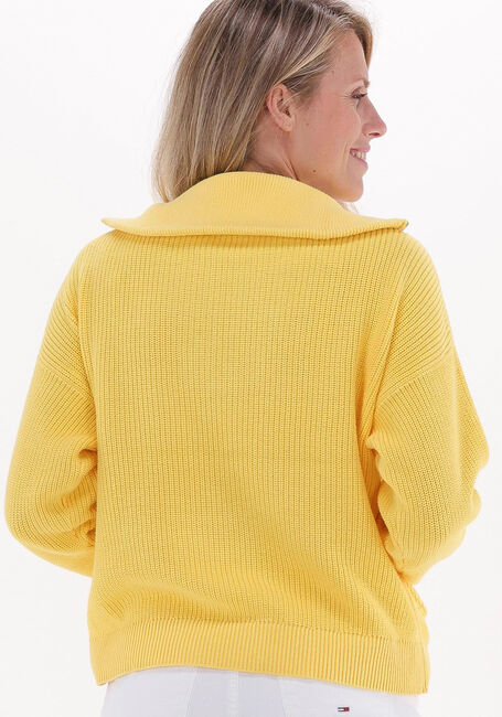 Gele TOMMY HILFIGER Trui HAYANA CABLE ZIP-UP SWEATER - large