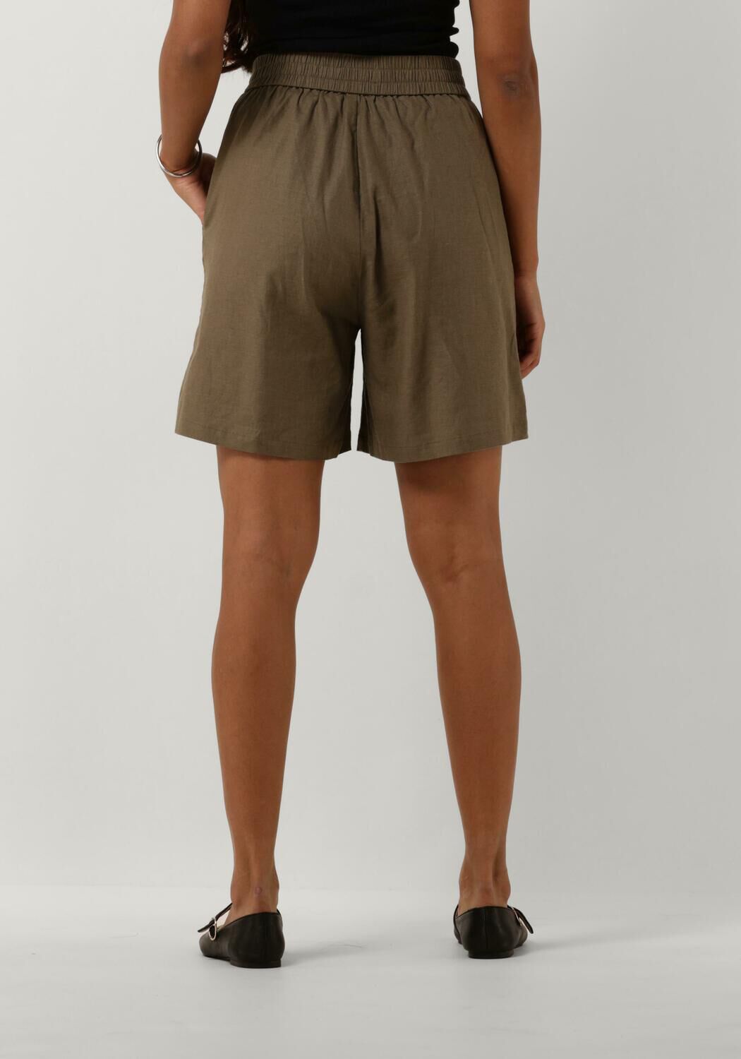 GESTUZ Dames Broeken Lizagz Linen Hw Shorts Khaki