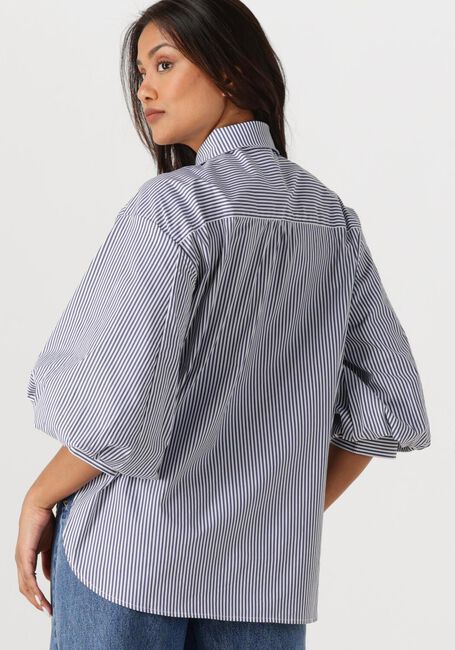 Blauwe JANSEN AMSTERDAM Blouses LOIS BLOUSE CSB 798 BOWSTRAPS 3/4 SLEEVE WIDE FIT - large