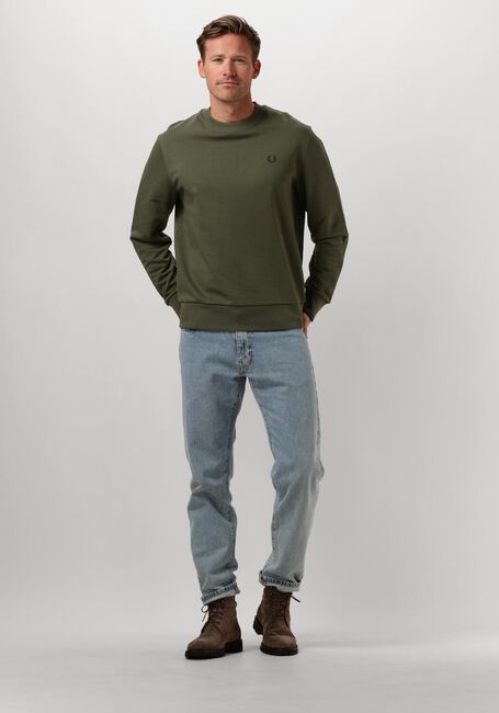 Groene FRED PERRY Trui CREW NECK SWEATSHIRT - large