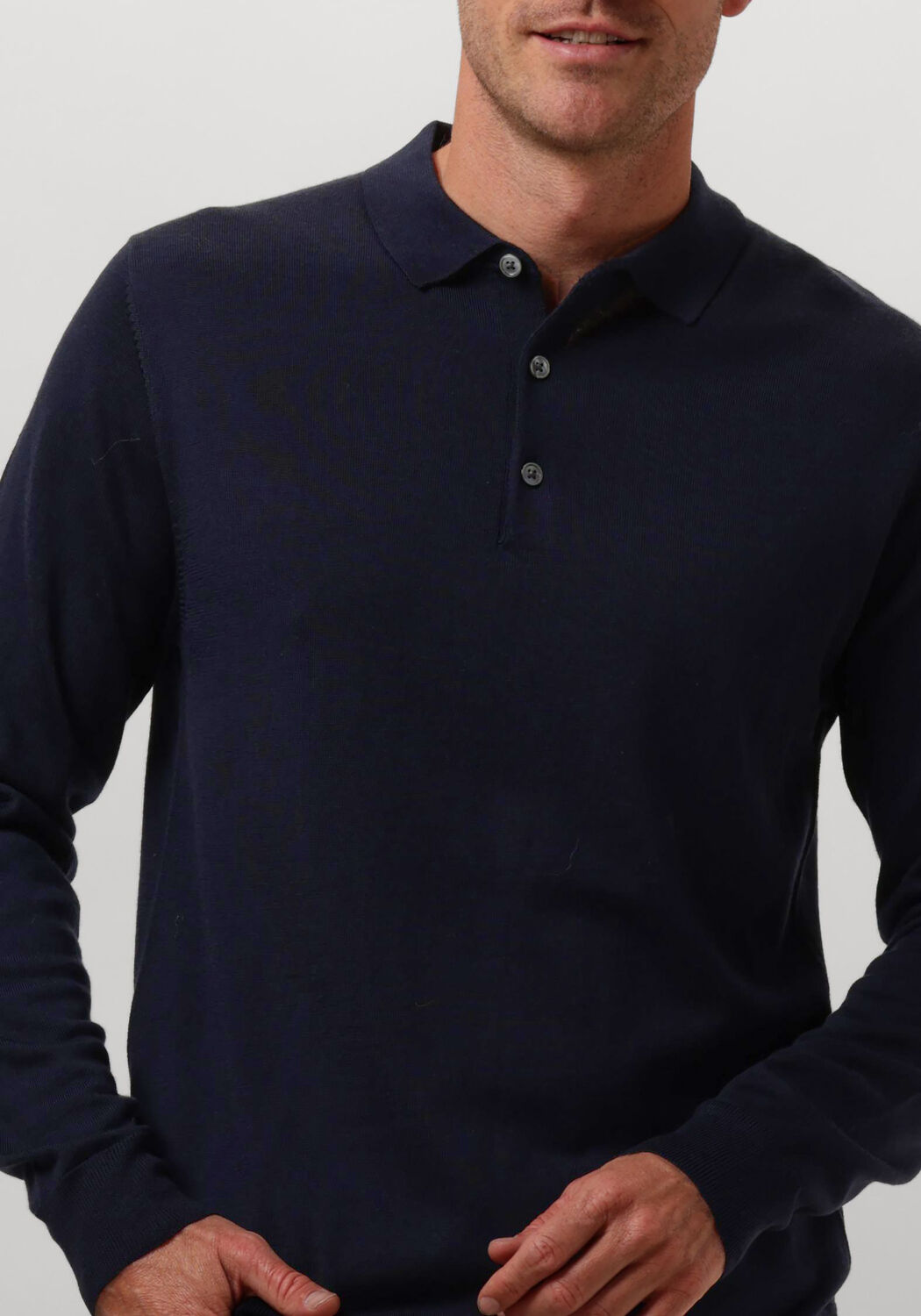 PROFUOMO Heren Polo's & T-shirts Polo Long Sleeve Donkerblauw