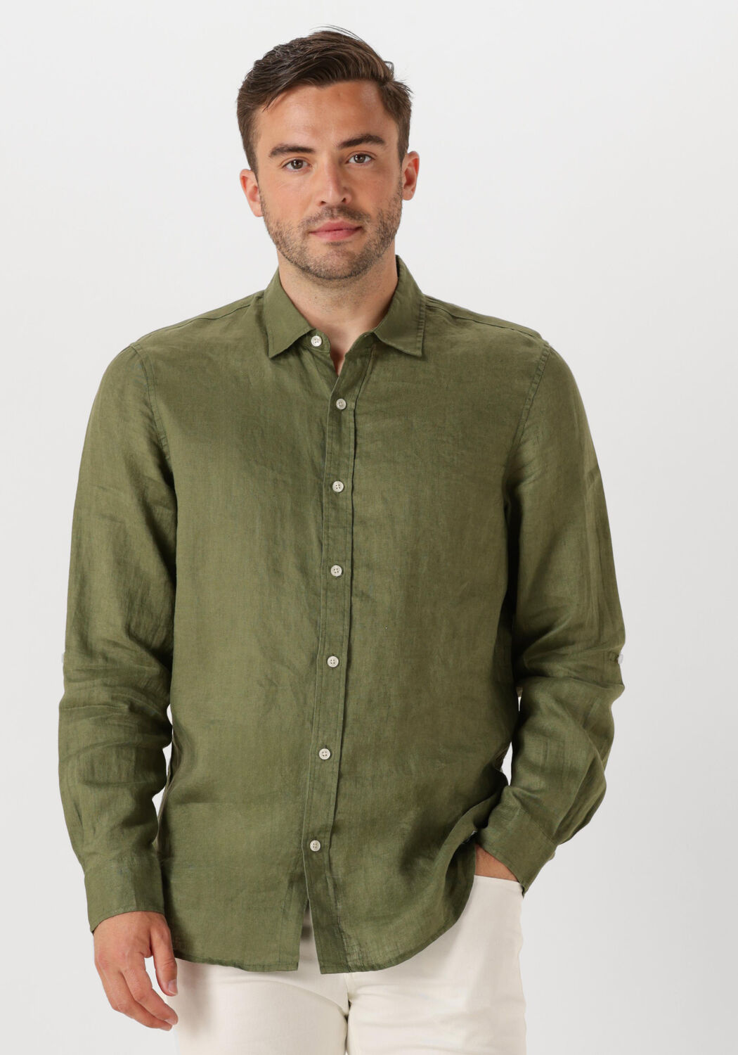 SCOTCH & SODA Heren Overhemden Regular Fit Linen Shirt Groen