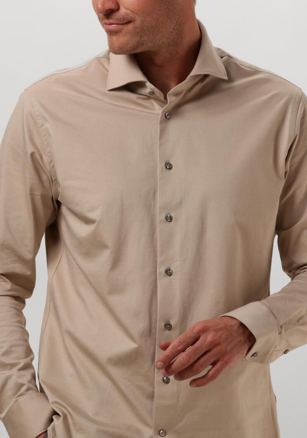 PROFUOMO Heren Overhemden Shirt Cutaway Sf Sc Knitted Beige