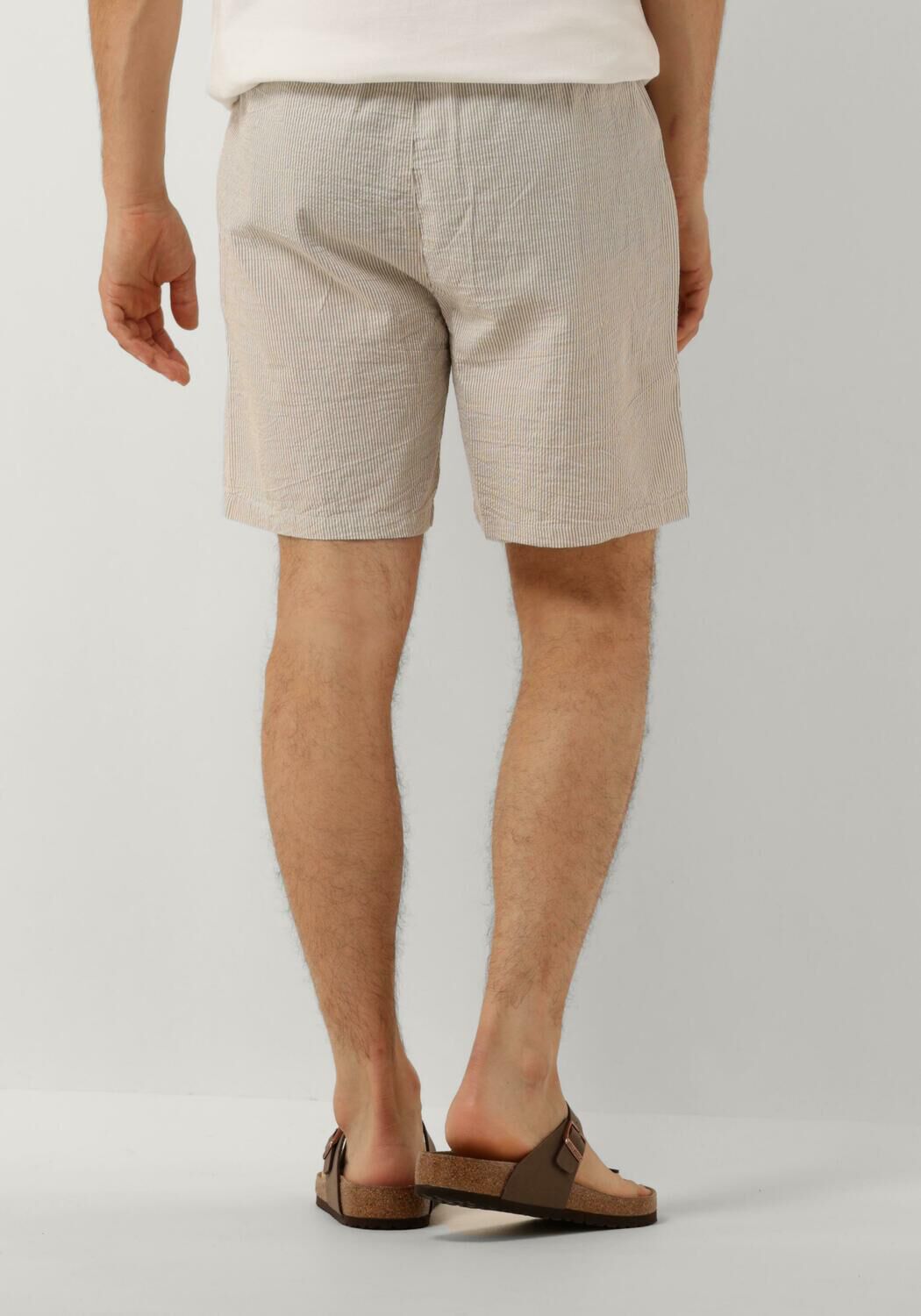 PURE PATH Heren Broeken Seersucker Short With Cords And Front Pockets Taupe