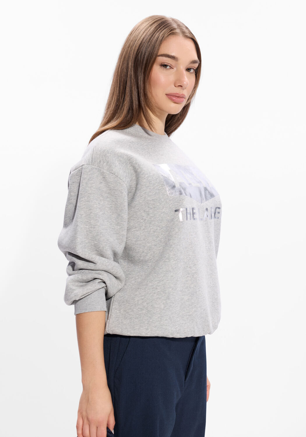 Grijze ALIX THE LABEL Trui FOIL LOGO SWEATER - large