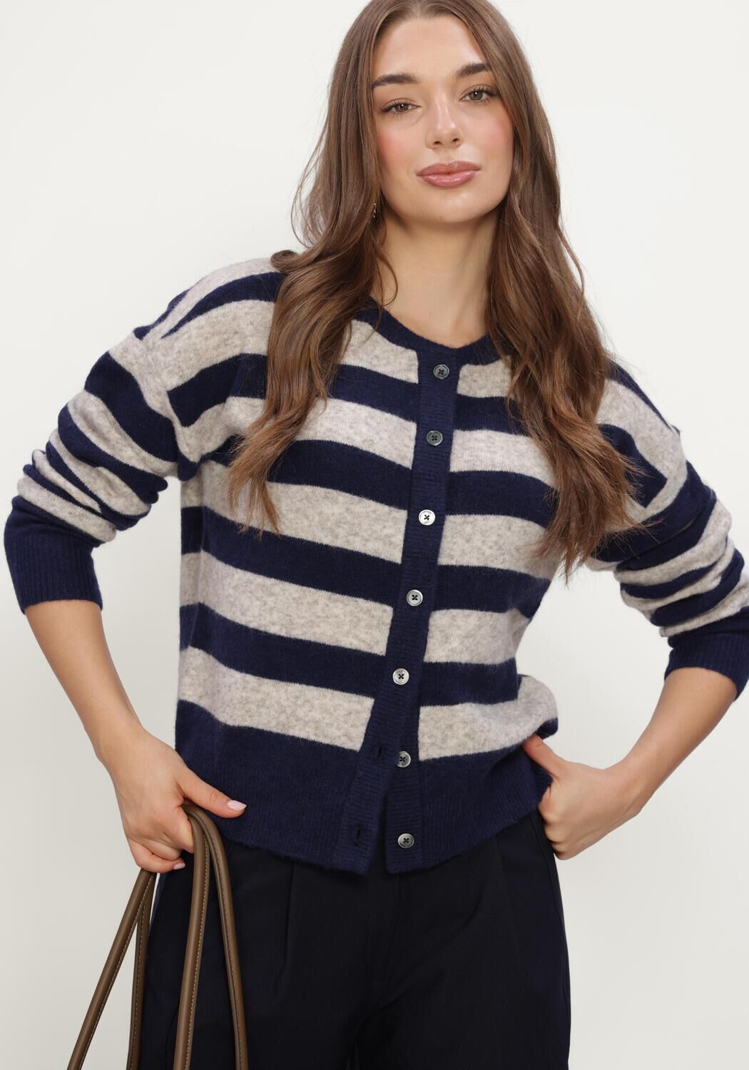 Blauwe RUBY TUESDAY Truien/vesten VIVETT STRIPE STRIPED CARDIGAN - large