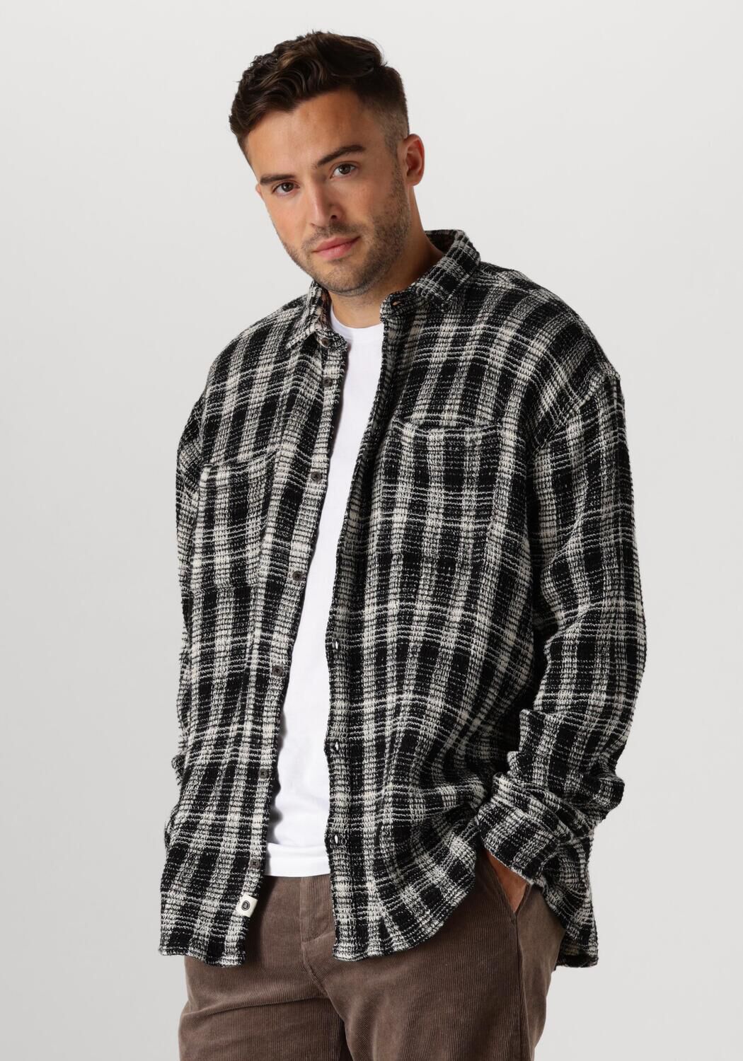 ANERKJENDT Heren Overshirts Aklouis Structure Check Shirt Zwart