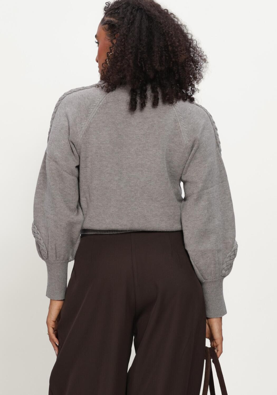 Grijze MINUS Trui MSVERA HIGH NECK KNIT PULLOVER - large