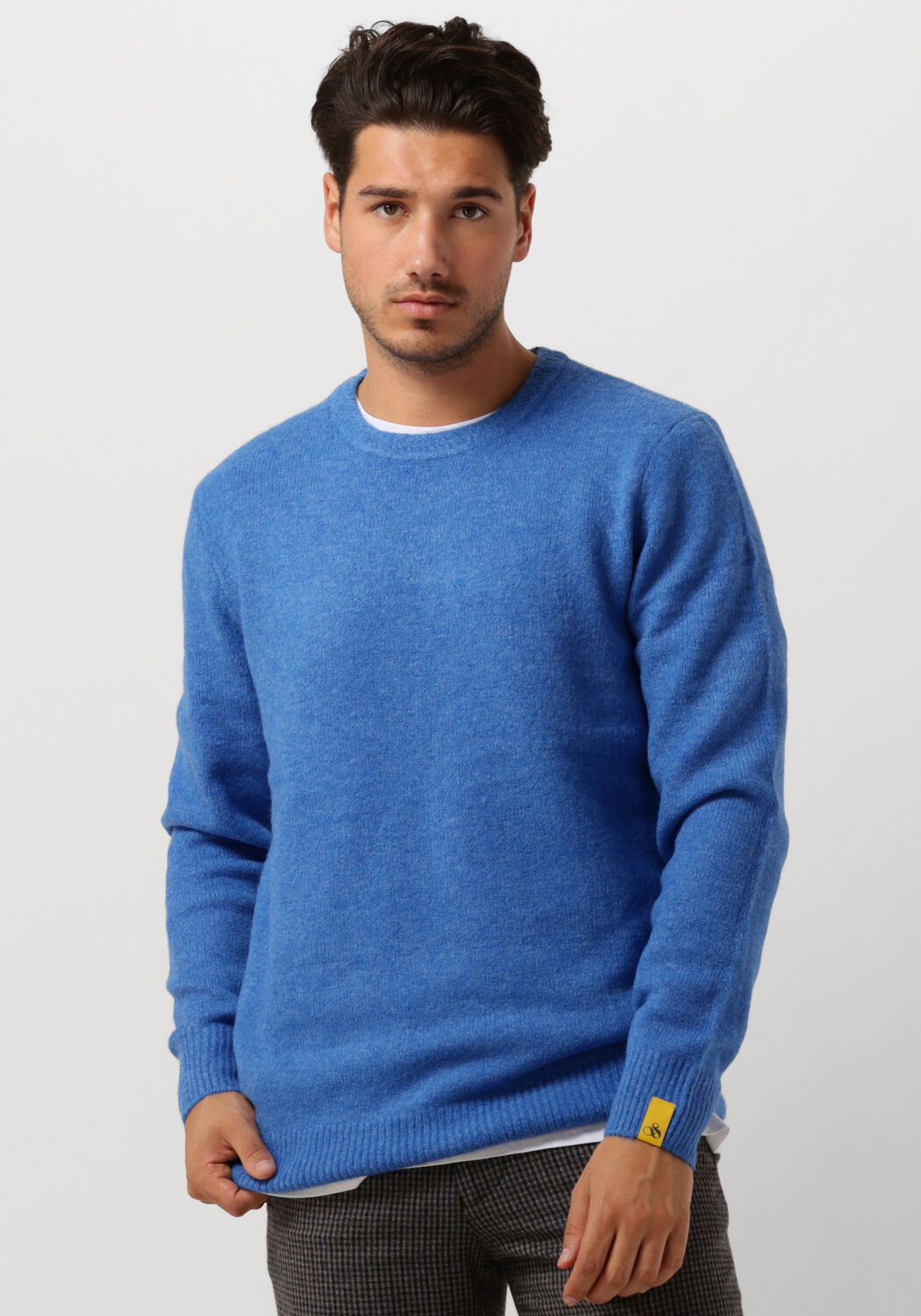 SCOTCH & SODA Heren Truien & Vesten Regular Fit Softy-knit Melange Pull Blauw