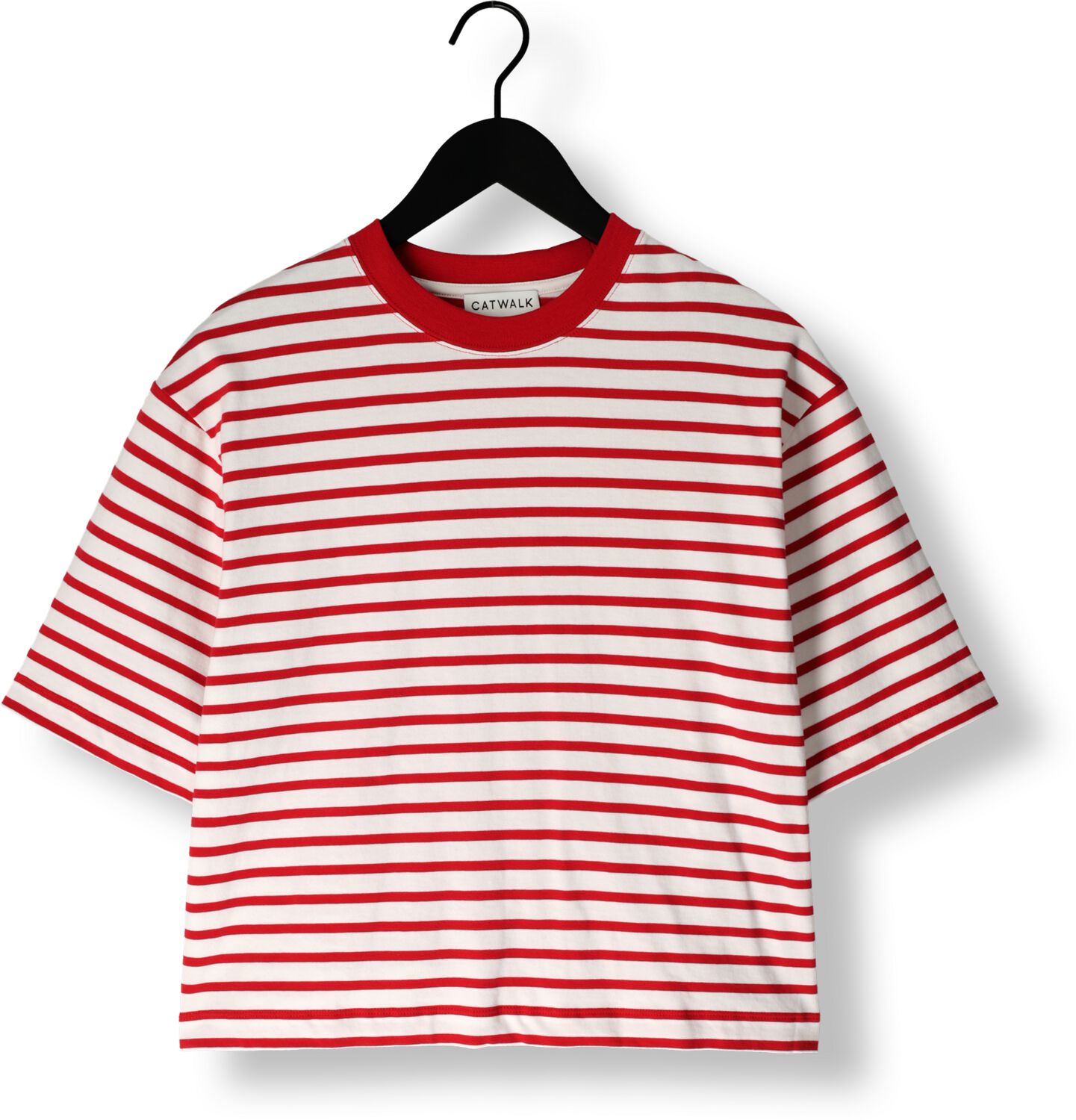CATWALK JUNKIE Dames Tops & T-shirts Striped Loose Fit Tshirt Rood