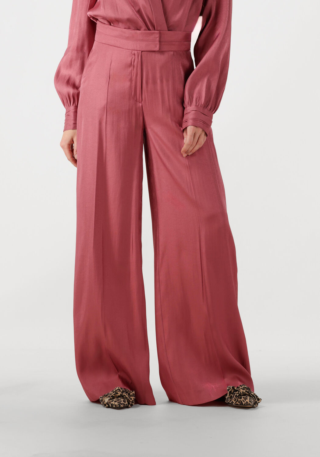 Aaiko wide leg high waist casual broek oudroze