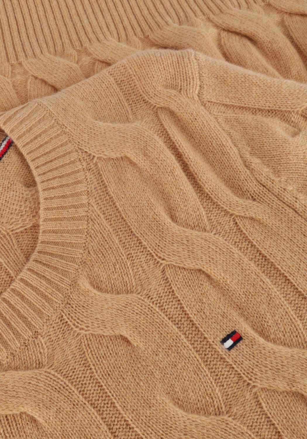 Bruine TOMMY HILFIGER Trui SOFT WOOL CABLE ROLL-NK - large
