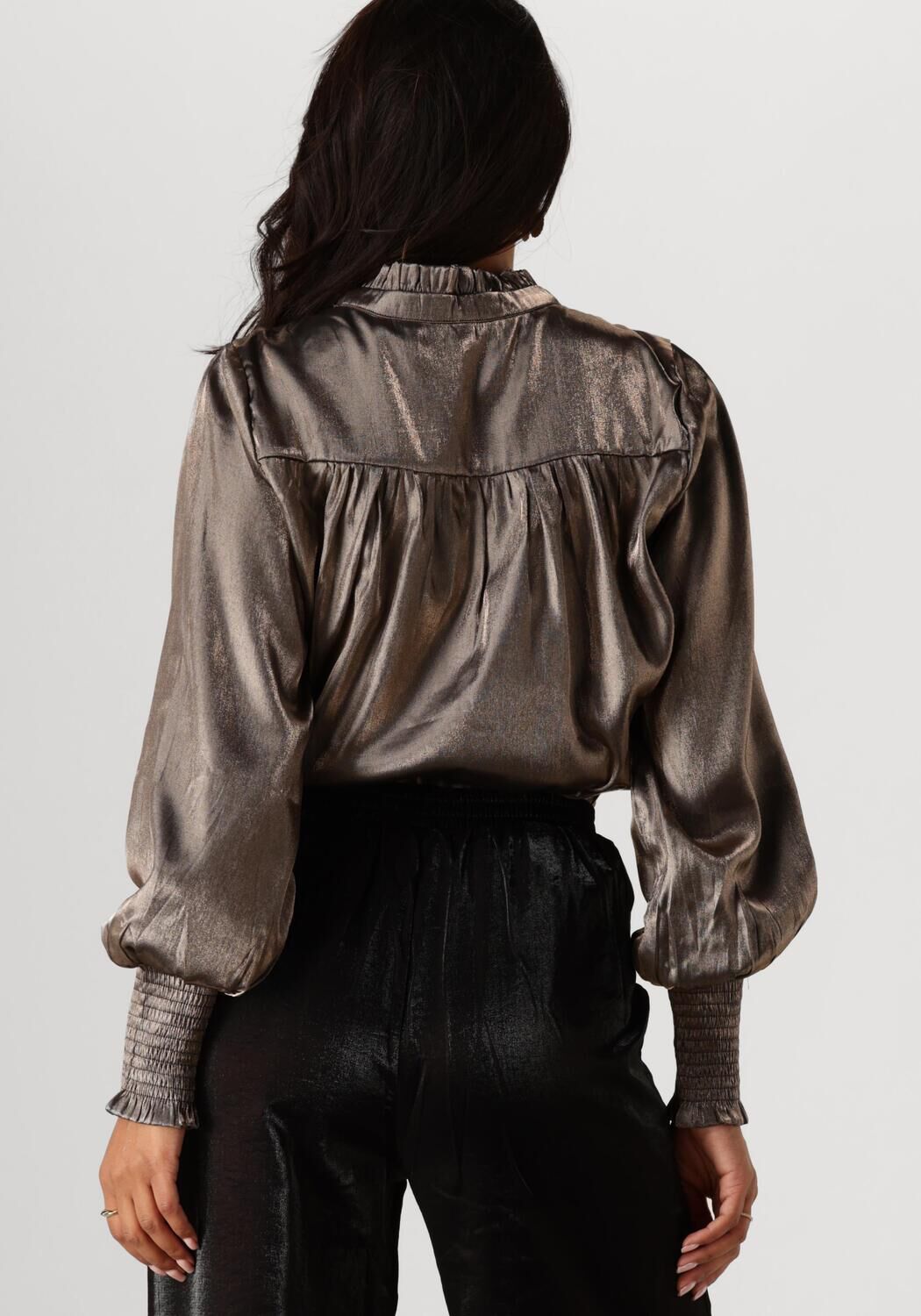 NUKUS Dames Blouses Marbella Blouse Shiny Bruin