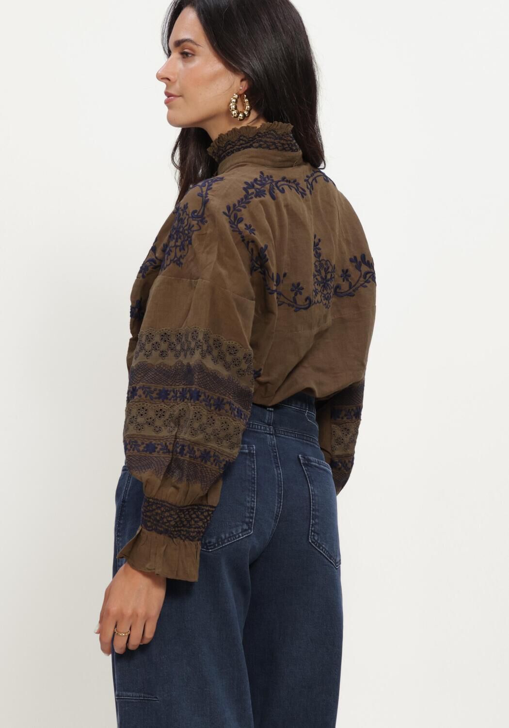 ANTIK BATIK Dames Blouses Big Blouse Khaki