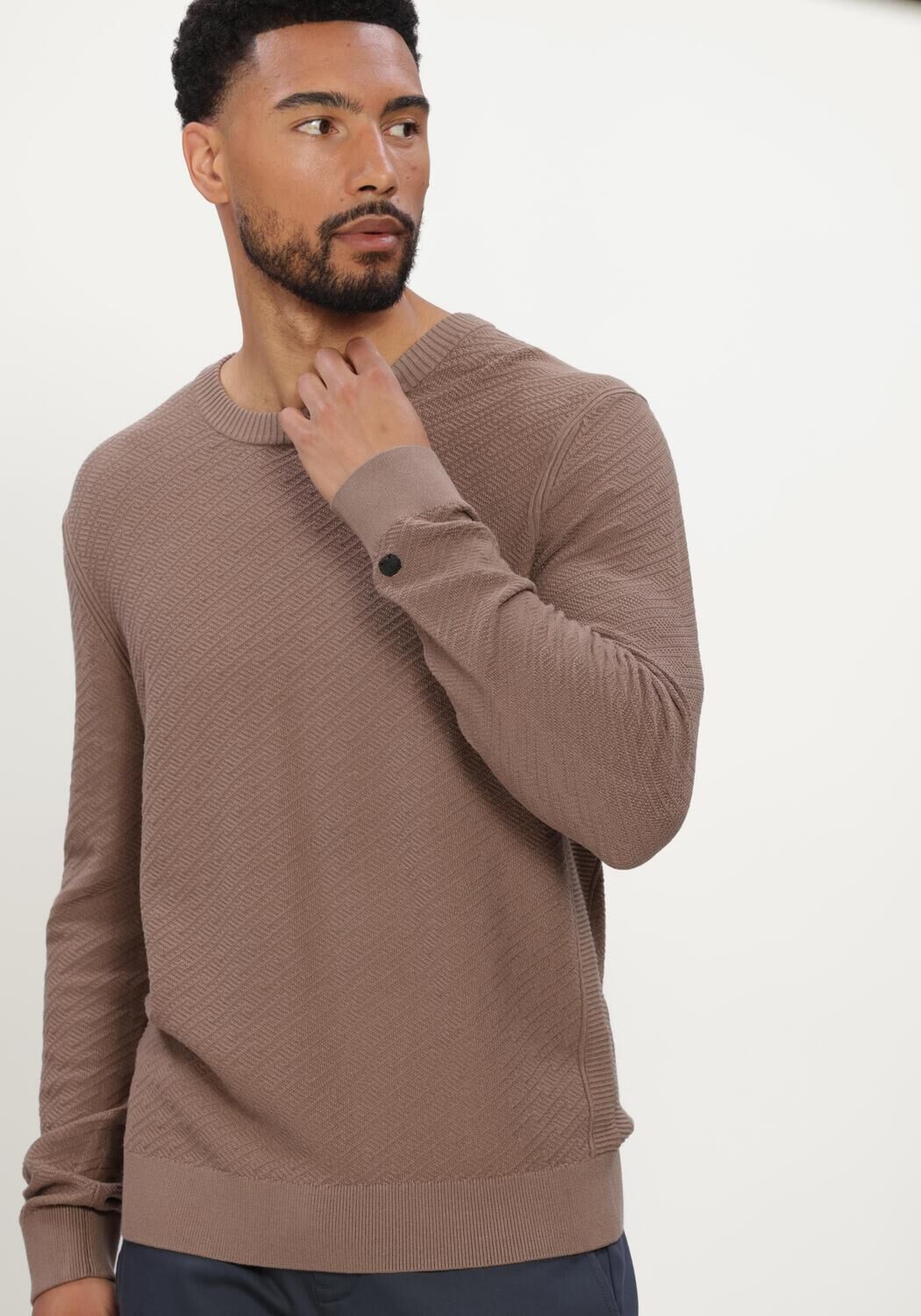 Bruine CAST IRON Trui CREWNECK REGULAR FIT COMFORT BLEND - large