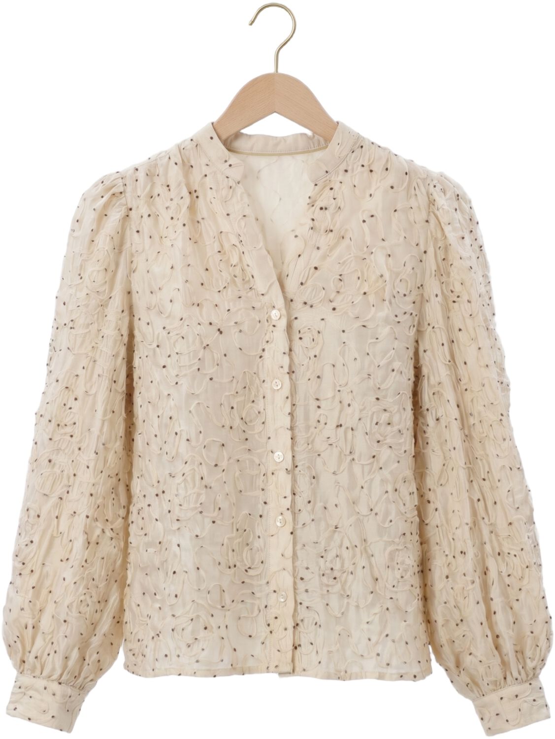 Nukus Dames Blouses Lizzy Blouse Vneck Dots - Beige, foto 2