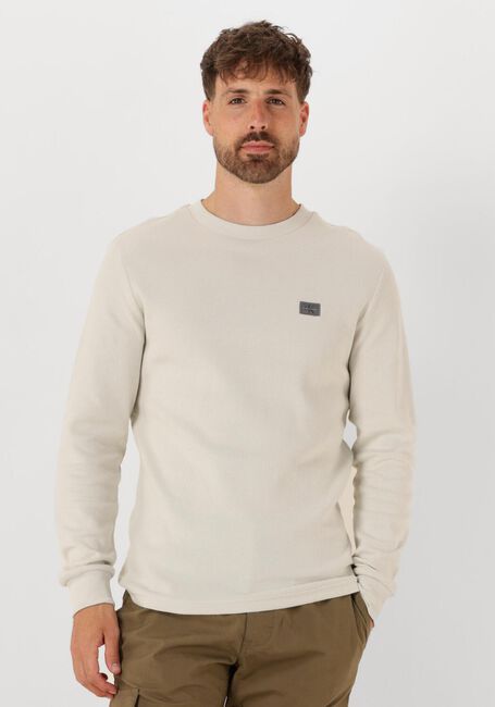 Beige CALVIN KLEIN Trui WOVEN LABEL WAFFLE LS TEE - large