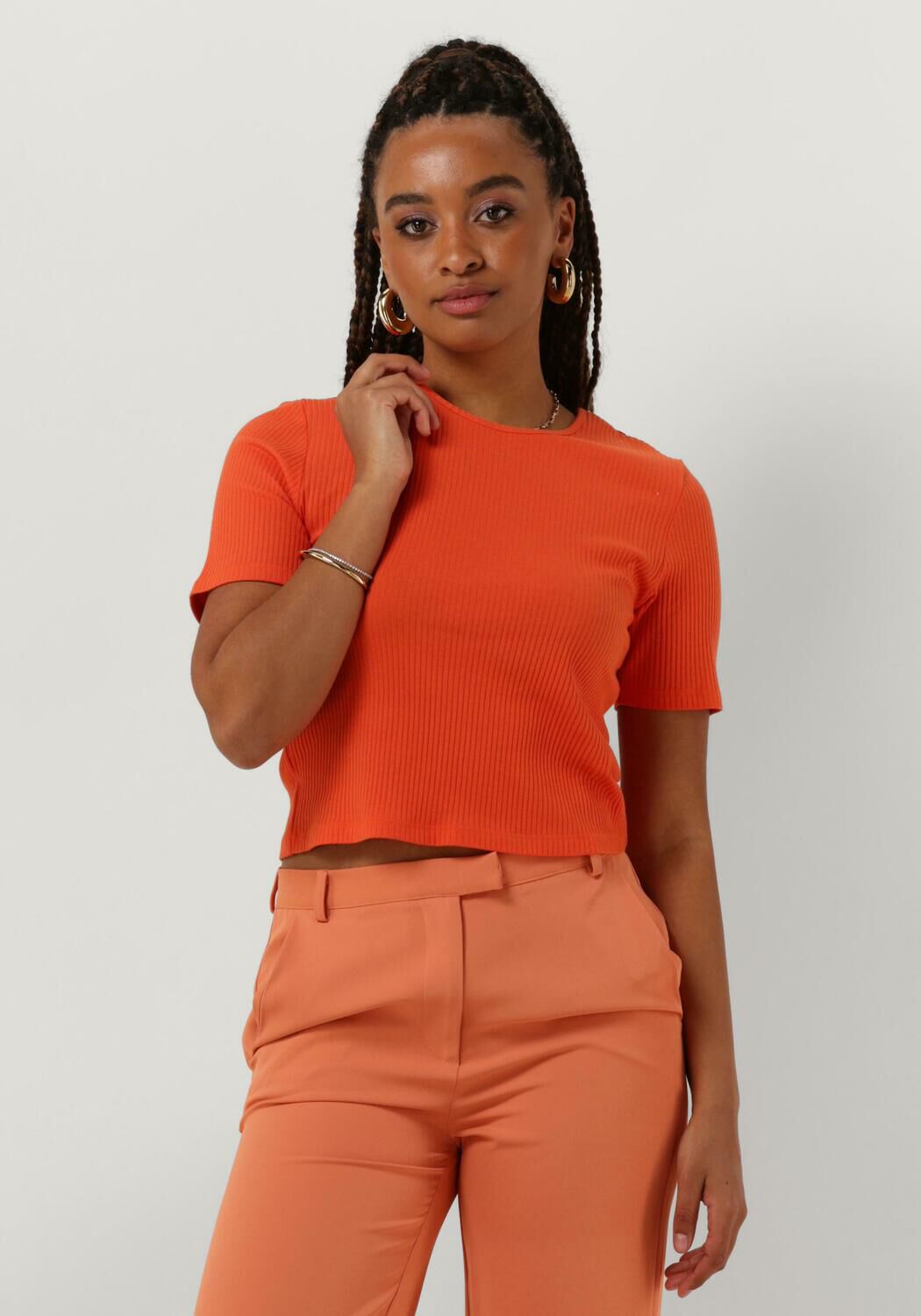 Oranje hemdje dames top