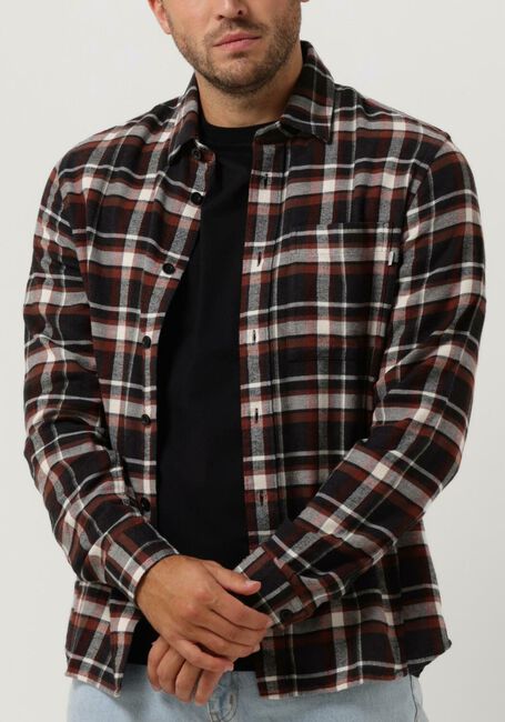 Bruine CAST IRON Casual overhemd LONG SLEEVE SHIRT BRUSHED YARN DYED CHECK - large