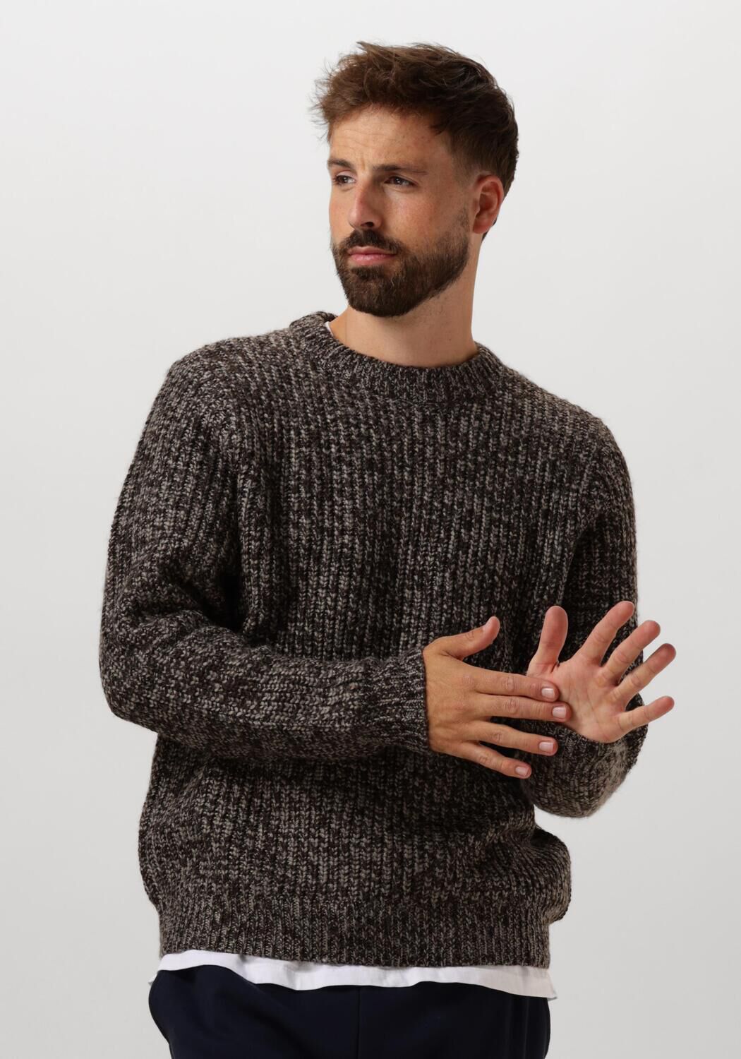 ANERKJENDT Heren Truien & Vesten Aksune Heavy Crew Knit Bruin
