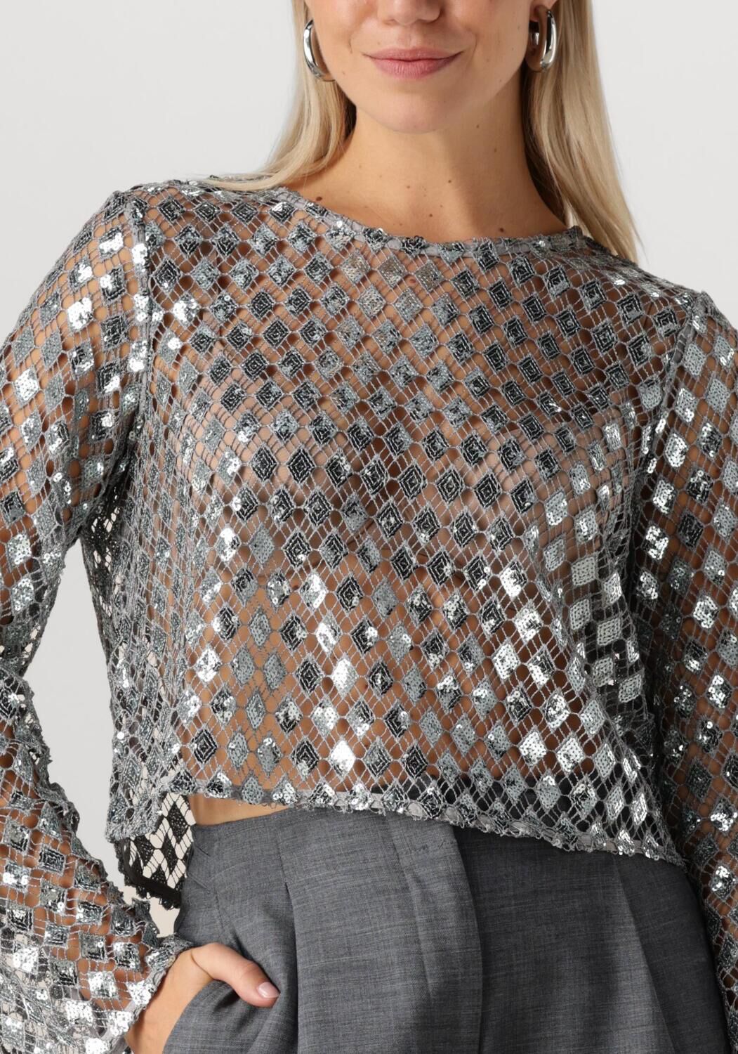 OBJECT Dames Tops & T-shirts Objgitte Lo L s Top 136 Zilver