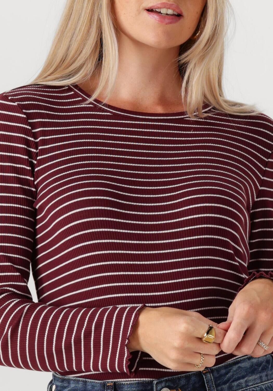 SELECTED FEMME Dames Tops & T-shirts Slfanna Ls Crew Neck Tee Str Bordeaux
