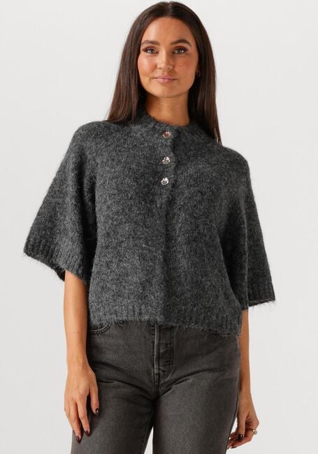Donkergrijze NEO NOIR Trui BENUTA FLUFFY KNIT CARDIGAN - large