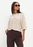 Beige OBJECT Trui OBJKAISA FLORA 3/4 LO KNIT CARDIGAN NOOS