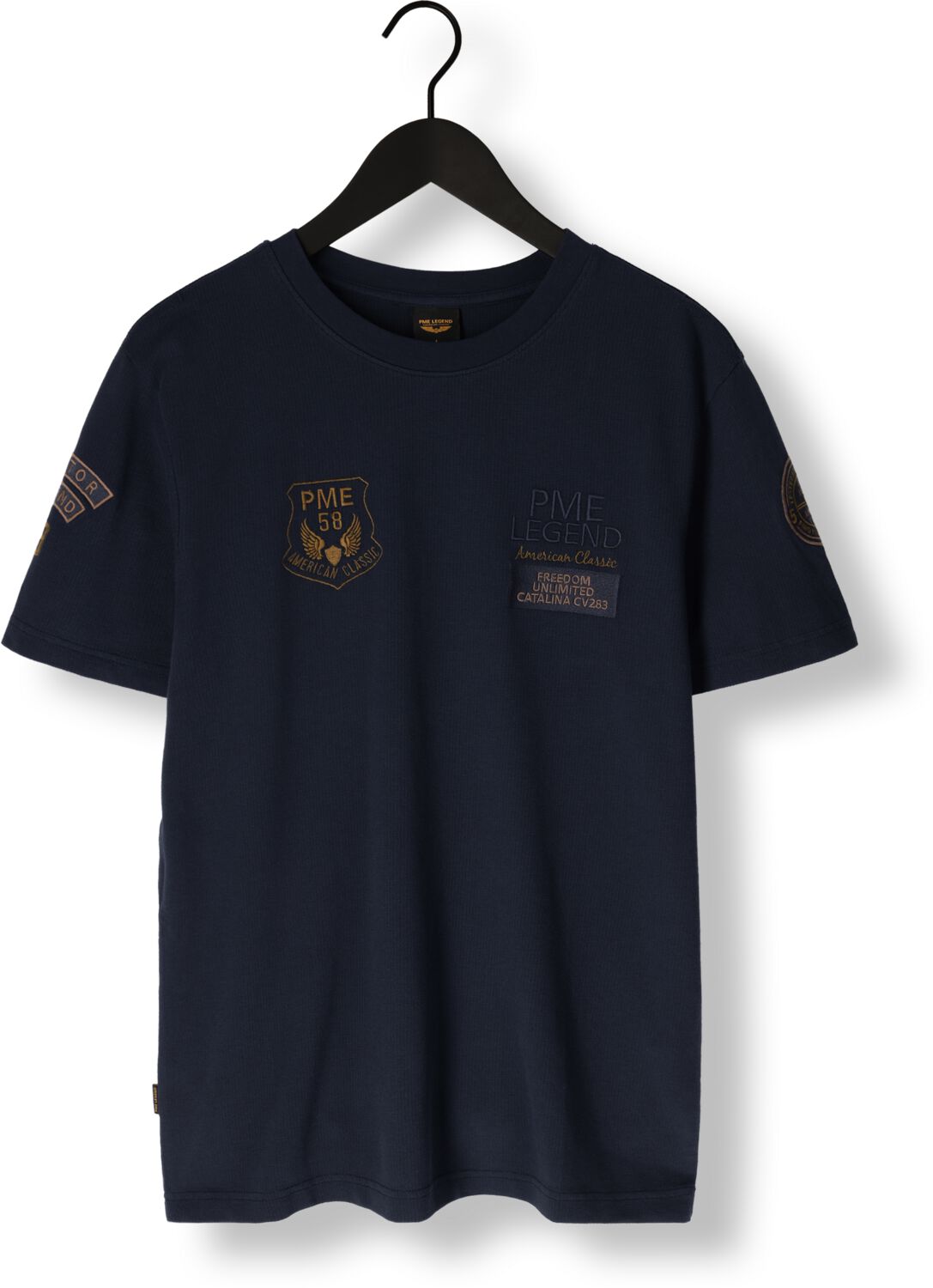 PME LEGEND Heren Polo's & T-shirts Flat Waffel Jersey Donkerblauw