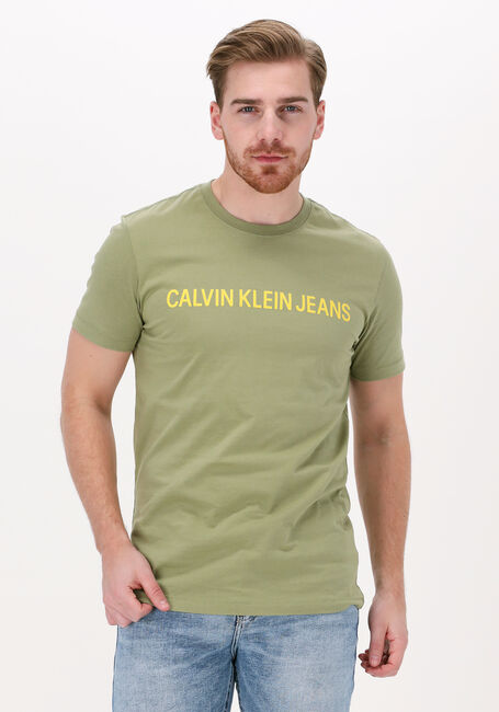 Groene CALVIN SS INSTITUTIONAL T-shirt | Omoda TEE SLIM KLEIN LOGO