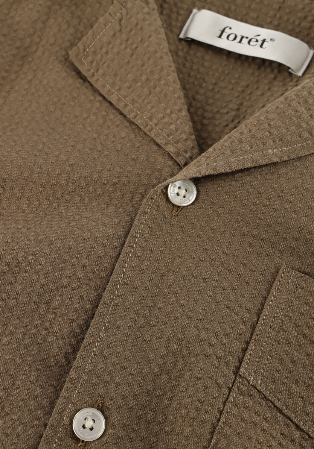 Khaki FOR&Eacute;T Casual overhemd PEER SEERSUCKER REGULAR SS SHIRT - large