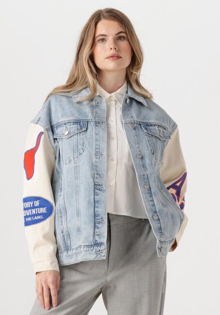 Blauwe ALIX THE LABEL Spijkerjas LADIES WOVEN MIXED SLEEVES DENIM JACKET - large