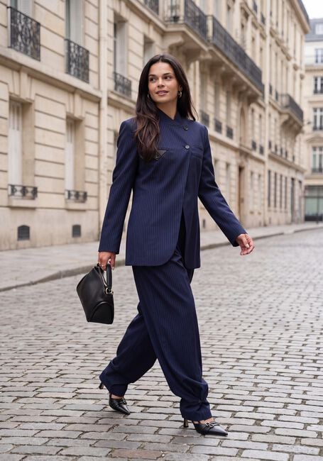 Donkerblauwe HAUTE L'AMITI&Eacute; Broeken NAVY PIN PLEAT TALL PANT - large