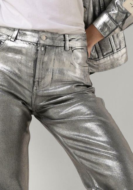 Zilveren ALIX THE LABEL Skinny jeans LADIES WOVEN SILVER DENIM PANTS - large