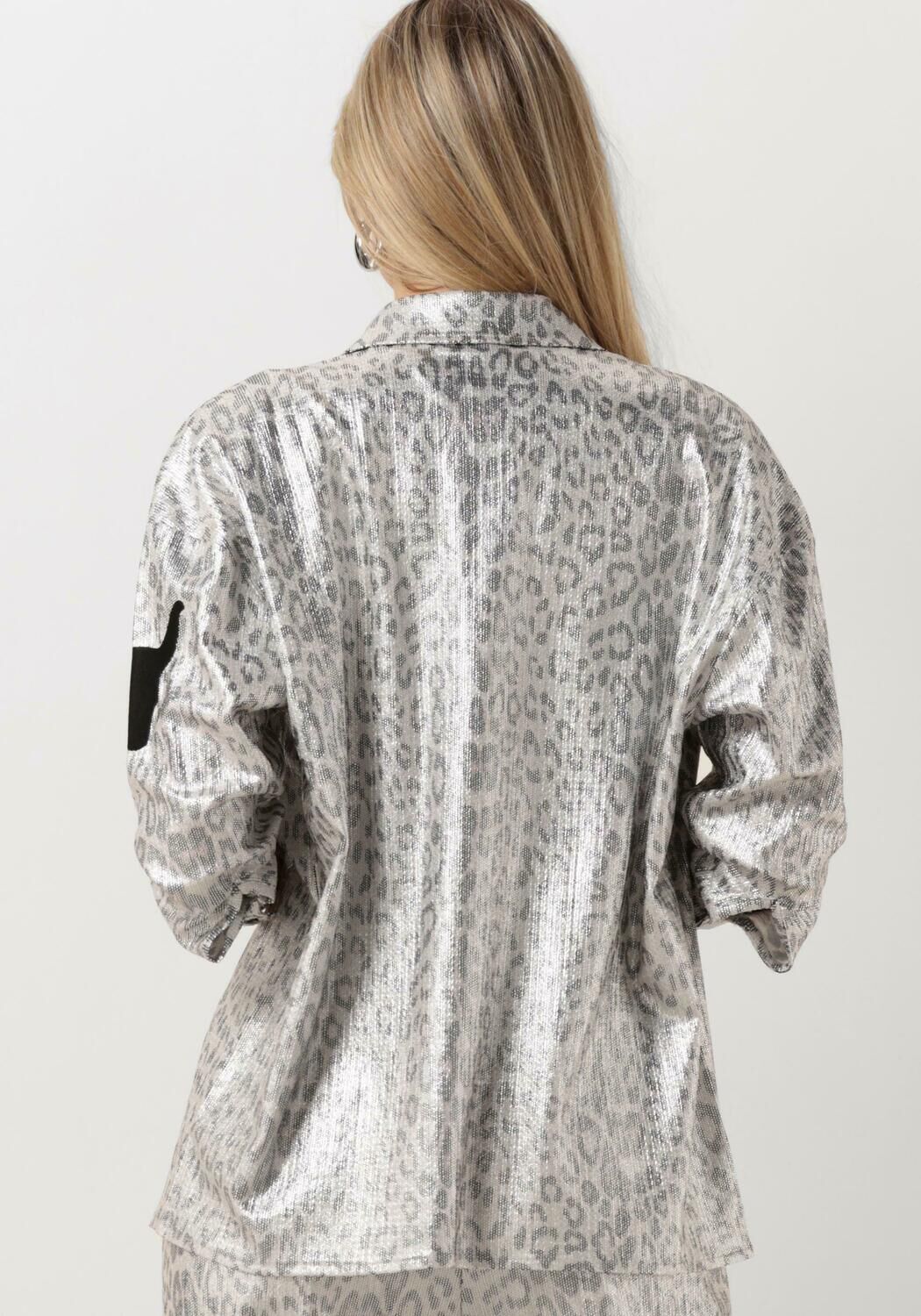 ALIX THE LABEL Dames Blouses Ladies Knitted Leopard Blouse Zilver