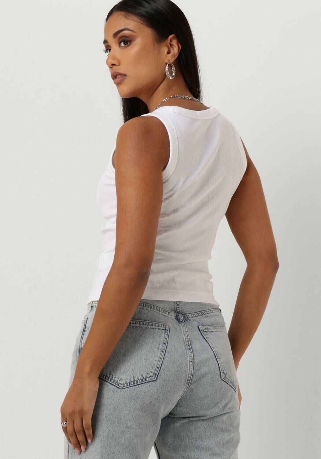 CALVIN KLEIN Dames Tops & T-shirts Woven Label Rib Tank Top Wit