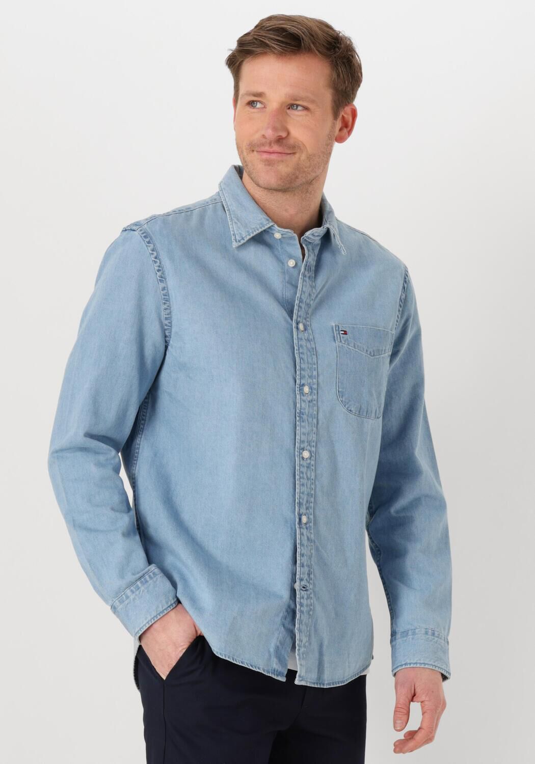 Tommy Hilfiger Regular fit jeansoverhemd met logostitching